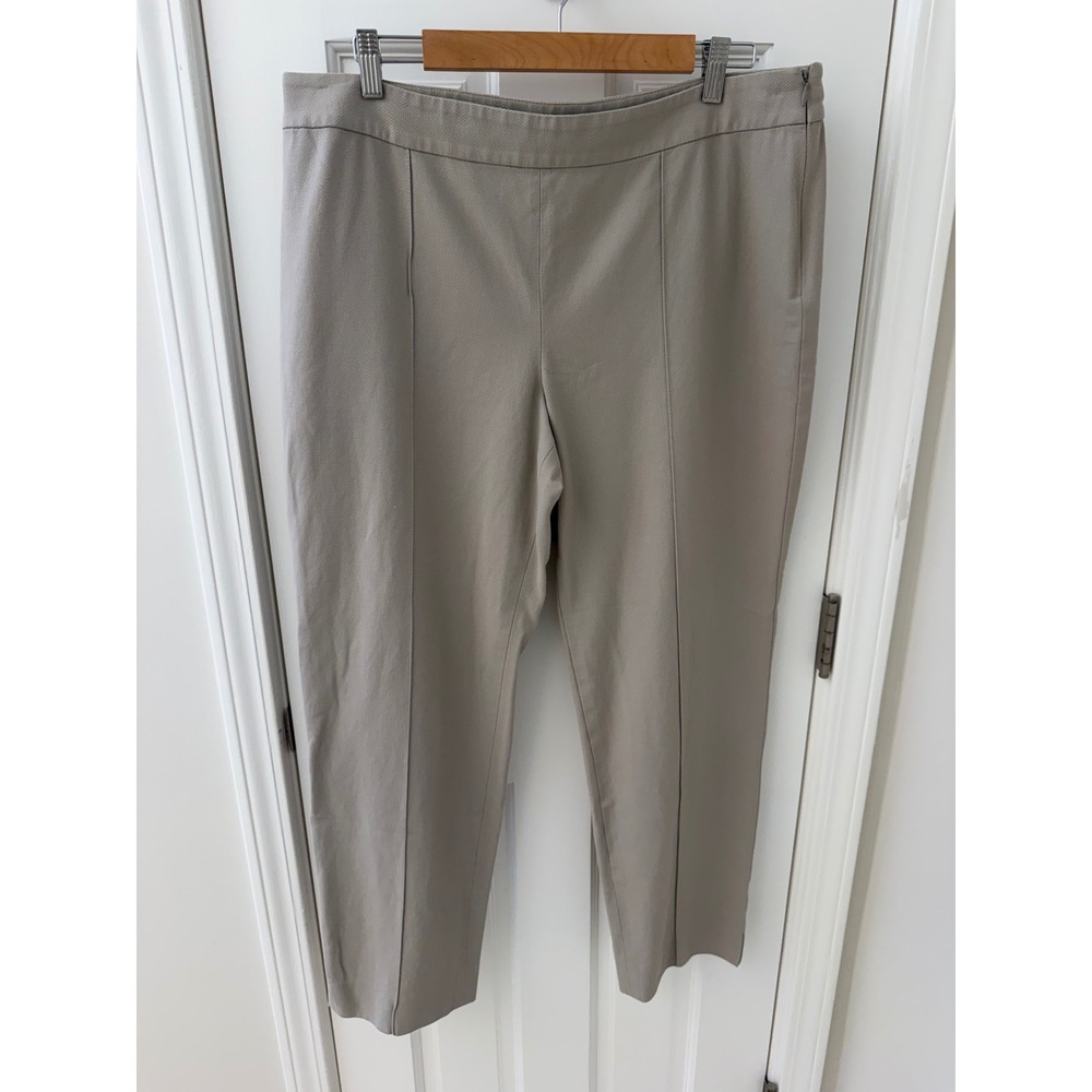 St. John Emma Textured Straight Leg Pants Beige 16 Workwear